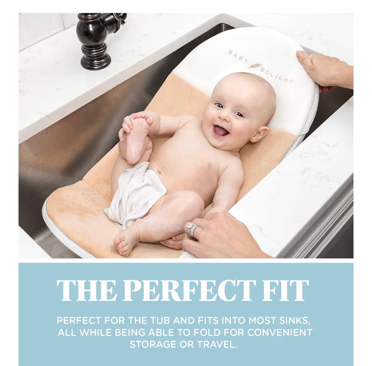 Baby Delight Cushy Nest Cloud Premium Organic Infant Bather | Baby Bath Seat | Comfortable Infant Bath Seat with Support | for Sinks and Tubs | Organic Oat