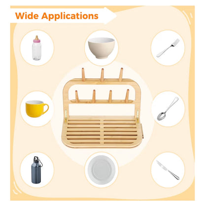 Bamboo Baby Bottle Drying Rack Baby Bottle drying Rack Space Saving Bottle Drying Rack Bamboo Baby Bottle Rack Dryer Baby Bottle Holder & Baby Bottle Dryer Rack Baby Bottle Brush and Drying Rack