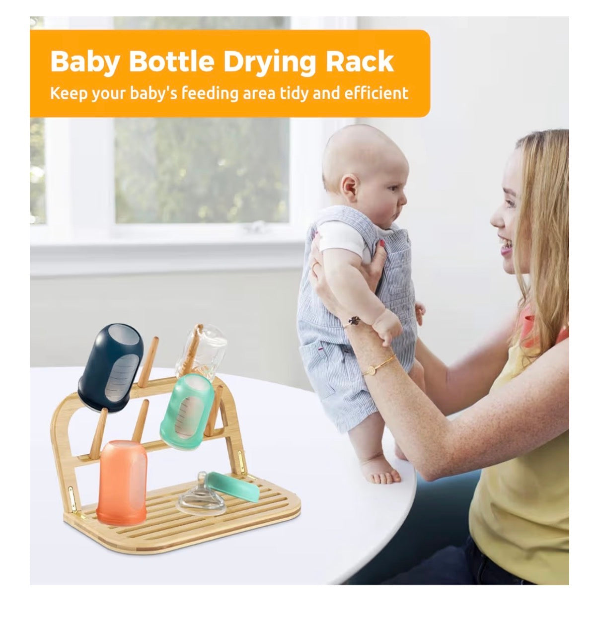 Bamboo Baby Bottle Drying Rack Baby Bottle drying Rack Space Saving Bottle Drying Rack Bamboo Baby Bottle Rack Dryer Baby Bottle Holder & Baby Bottle Dryer Rack Baby Bottle Brush and Drying Rack